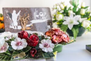 plaque funeraire en fleur